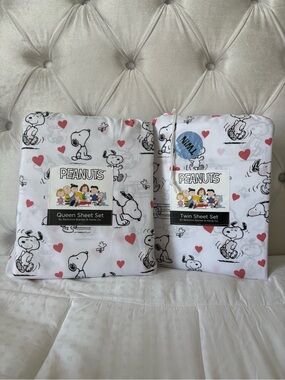 Peanuts Kids Pajama Set with Snoopy & Red Hearts - White